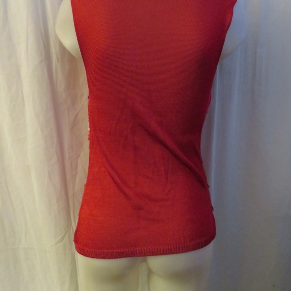I.S.C. SPORT RED SEQUIN SLEEVELESS TOP SIZE L * - Picture 4 of 8